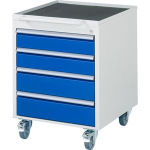 Rollcontainer Rau Serie 7000, aus Metall, lichtgrau / blau