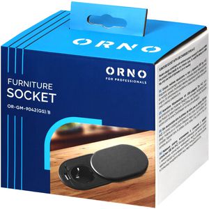 Produktbild für Einbausteckdose Orno GM-9042, schwarz, mit 1,9 m Kabel