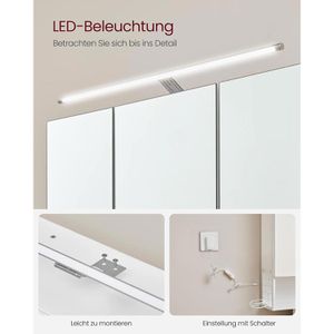 Produktbild für Spiegelschrank Vasagle BBK124W14, weiß
