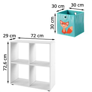 Produktbild für Bücherregal Vicco Tetra, weiß, mit 4 Faltboxen