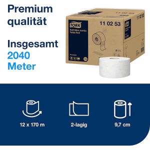 Produktbild für Toilettenpapier Tork Mini Jumbo Premium 110253, T2