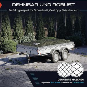 TRIBURG Anhängernetz bis 3 x 4m, dehnbar, mit Spanngummi, Eckmarkierungen,  schwarz – Böttcher AG