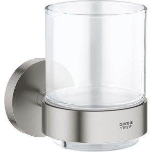 Zahnputzbecher GROHE Essentials supersteel 40447DC1, aus Glas