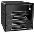 Schubladenbox cep 7-311S, Secure CepPro, A4 Kunststoff, 4 Fächer, abschließbar, schwarz