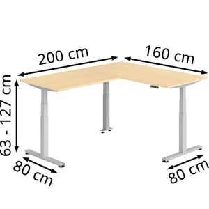 Produktbild für Schreibtisch Hammerbacher XDSMW, ahorn / silber