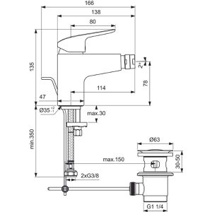 Produktbild für Bidet-Armatur Ideal-Standard Ceraflex, verchromt