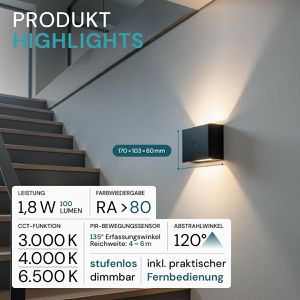 Produktbild für Wandleuchte Luxula LX700120, aus Aluminium, für innen