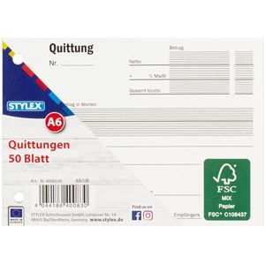 Produktbild für Quittungsblock Stylex 40083, MwSt. separat