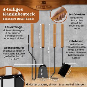 Produktbild für Kaminbesteck Black-Oak Davos, aus Metall, schwarz, 5-teilig