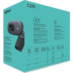 Produktbild für Webcam Logitech C270 HD 960-001063, grau