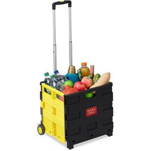 Produktbild für Einkaufstrolley Relaxdays schwarz / gelb, klappbar