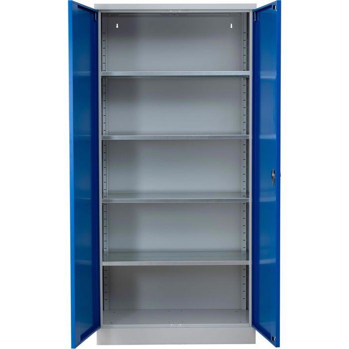 G-Office Werkzeugschrank FLC/NV.192, aus Metall, 4 Böden, grau / blau, 120  x 195 x 42cm – Böttcher AG