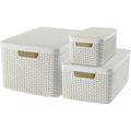 Aufbewahrungsbox Curver Style S/M/L 240652 mit Deckel, Kunststoff, creme, Set 3-teilig
