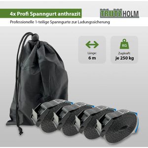 Produktbild für Spanngurt Trutzholm anthrazit, mit Klemmschloss &amp; Tasche