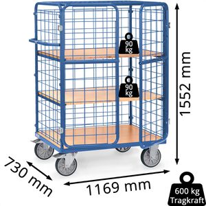 Produktbild für Etagenwagen Fetra Kastenwagen, 8482-3DE