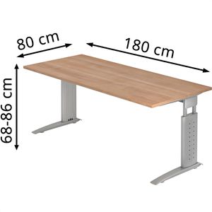 Produktbild für Schreibtisch Hammerbacher U-Serie, nussbaum / silber