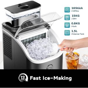 Produktbild für Eiswürfelmaschine EUHOMY Kunststoff, IM005-CBL, schwarz