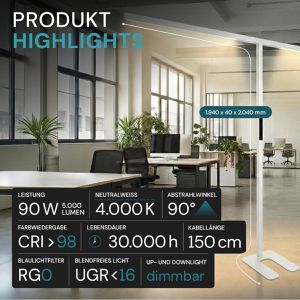 Produktbild für Stehlampe Luxula LX700133, LED, weiß, 194 cm