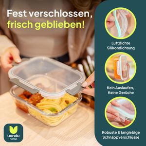 Produktbild für Frischhaltedose uandu mit 2 Fächern, aus Glas