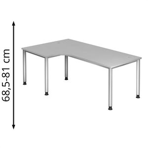 Schreibtisch Hammerbacher H-Serie, lichtgrau / silber
