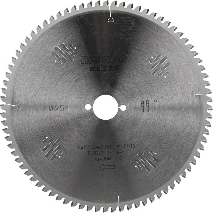 – 30mm, Böttcher Kreissägeblatt x für Holz, 628223000, Cut, Metall Multi 254 Kunststoff, 80 Metabo Zähne, AG