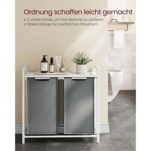 Produktbild für Wäschekorb Vasagle BLH201W11, weiß, 2 Fächer