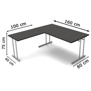 Produktbild für Schreibtisch Kerkmann start up, anthrazit / silber