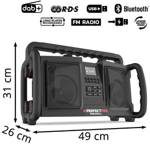 Produktbild für Baustellenradio PerfectPro ROCKBULL, Akku