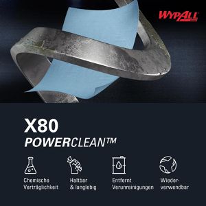 Produktbild für Einwegtücher Wypall X80, 8294, PowerClean, Hydroknit, blau