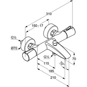 Produktbild für Badewannenarmatur KLUDI ZENTA SL, 351010538, aus Messing
