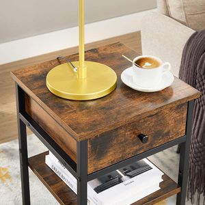 Produktbild für Beistelltisch Vasagle LET502B vintage braun, aus Holz / Metall