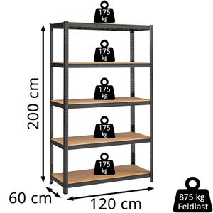 Produktbild für Schwerlastregal Songmics 5 Holzböden
