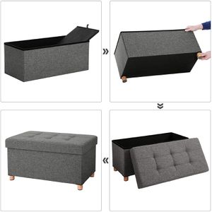 Produktbild für Sitztruhe Songmics dunkelgrau, 76 x 40 x 38cm