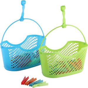 Produktbild für Wäscheklammern Axentia Hängekorb, farbig sortiert