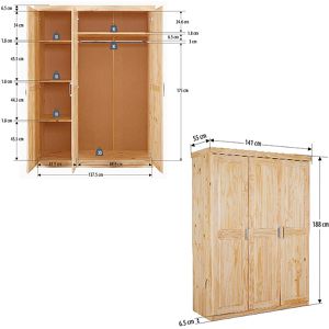 Produktbild für Kleiderschrank Inter-Link Pelle, kiefer