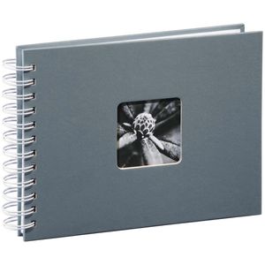 Hama Fotoalbum Fine Art 2111, Spiralalbum, 24 x 17 cm, 50 weiße Seiten für 50 Fotos, grau