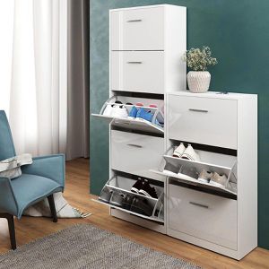 Produktbild für Schuhschrank Vicco Gizmo, weiß / weiß hochglanz