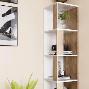 Produktbild für Bücherregal Vicco Lio, weiß / sonoma eiche