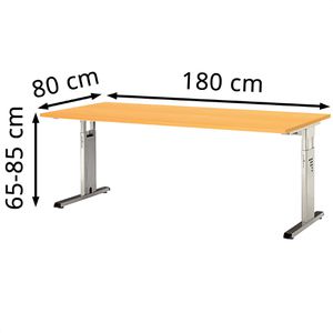 Produktbild für Schreibtisch Hammerbacher O-Serie, buche / silber