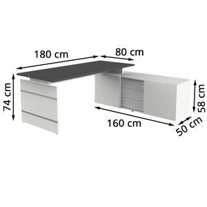 Produktbild für Schreibtisch Kerkmann Aveto, 4469, anthrazit, mit Sideboard