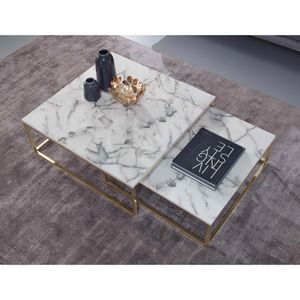 Produktbild für Couchtisch Wohnling WL6.246, aus Holz / Metall,weiß marmoriert