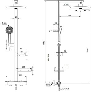 Produktbild für Duschsystem Ideal-Standard Ceratherm Alu+ BD583SI, silber