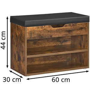 Produktbild für Schuhbank Vasagle LHS020K03, vintage braun, aus Holz