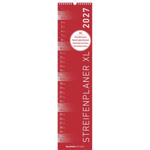 Streifenkalender Alpha 112400, Streifenplaner XL, rot