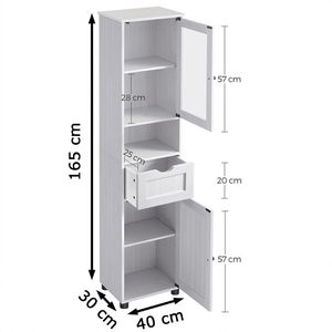 Produktbild für Badschrank Vasagle BBK163T44, mit 4 Füßen, weiß
