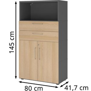Produktbild für Kombischrank Hammerbacher FW48K2KG, eiche / graphit