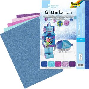 Fotokarton Folia Glitterkarton Ice 24 x 34 cm