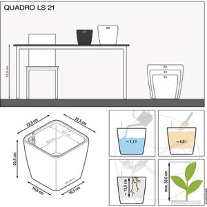 Produktbild für Übertopf Lechuza QUADRO LS 21, anthrazit metallic, 23x21x23cm