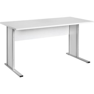 Schreibtisch Möbelpartner Serie 4000, lichtgrau / silber