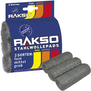 Produktbild für Stahlwolle RAKSO 020233, Pads, fein 00, mittel 1, grob 3